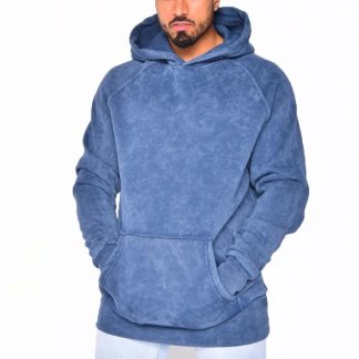 Wholesale High Street 100% Cotton Vintage Oversized Blank Acid Wash Men Hoodie