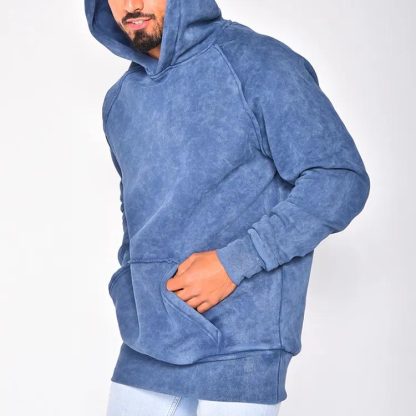 Wholesale High Street 100% Cotton Vintage Oversized Blank Acid Wash Men Hoodie - Image 3