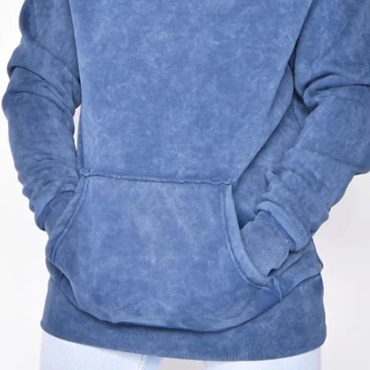 Wholesale High Street 100% Cotton Vintage Oversized Blank Acid Wash Men Hoodie - Image 5