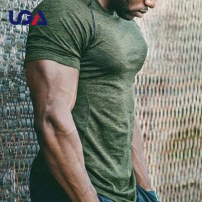 Workout Polyester Spandex Slim Fit T Shirt Gym Sports Fitness Compression T Shirt - Image 4