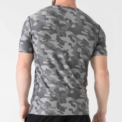 Camo Digital Printed Polyester Spandex Quick Dry Athletic Tee Muscle Fit Training Sports Compression Mens T-shirt - Image 4