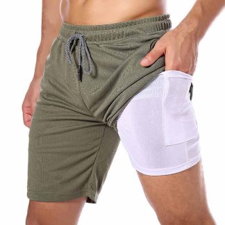Running Shorts 2 In 1 Double Layers Quick Dry Gym Sport Fitness Jogging Workout Men Shorts