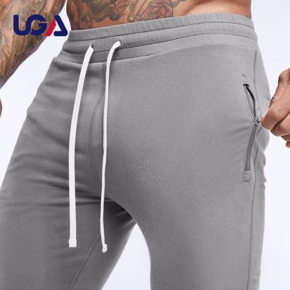 Manufacturer Cotton Polyester Blank Joggers Sportswear Casual Jogging Men Exercise Pants with Zipper Pockets - Image 4
