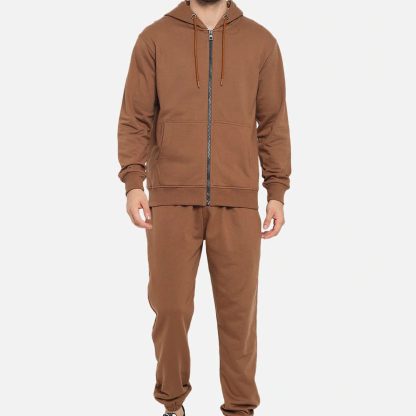 Winter Customized Logo Printing Gym Fitness Wear Fleece Fabric Men Tracksuit - Image 2