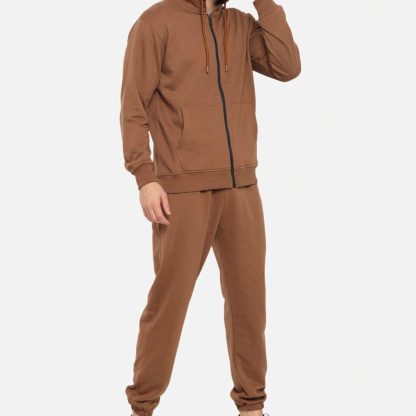 Winter Customized Logo Printing Gym Fitness Wear Fleece Fabric Men Tracksuit - Image 3