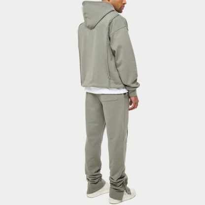 100% Cotton Dropped Shoulder Hoodie Heavy Weight Men Oversized Tracksuits With Kangaroo Pockets - Image 2